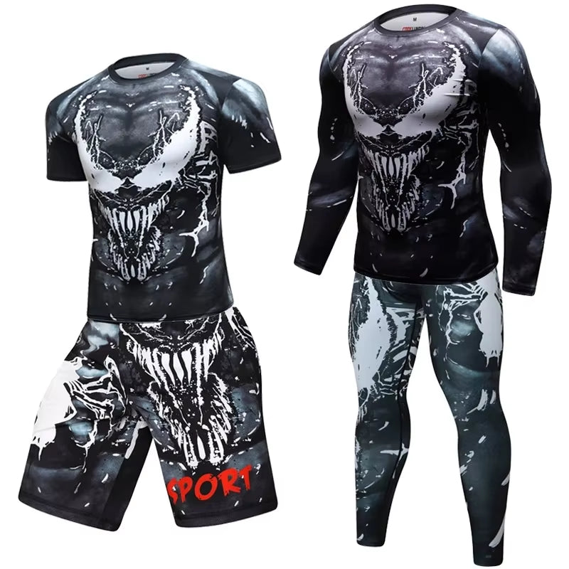 Rashguard Men'S Kimono Jiu Jitsu Mma T-Shirt+Pants Sets Muay Thai Shorts Bjj Rashguard for Men Gym Boxing Jerseys Clothing Boxeo