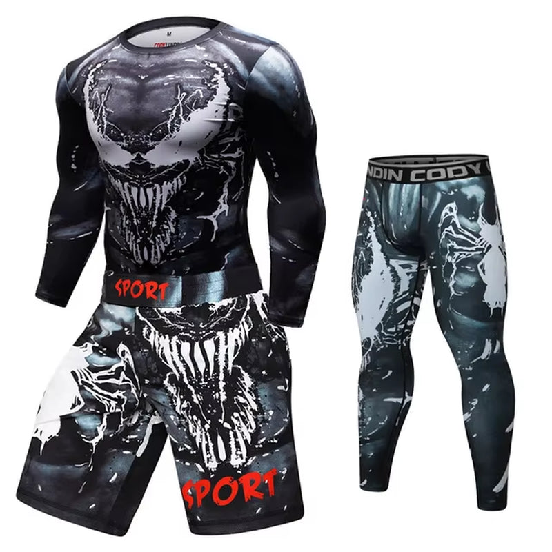 Rashguard Men'S Kimono Jiu Jitsu Mma T-Shirt+Pants Sets Muay Thai Shorts Bjj Rashguard for Men Gym Boxing Jerseys Clothing Boxeo