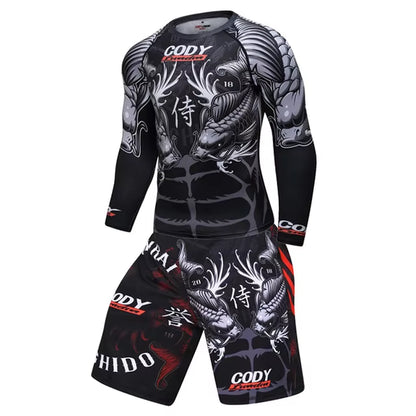 MMA T Shirt+Pants Rashguard Men MMA Muay Thai Shorts Kickboxing Boxeo Sport Suits Boxing Jerseys Jiu Jitsu T-Shirt Bjj Clothing