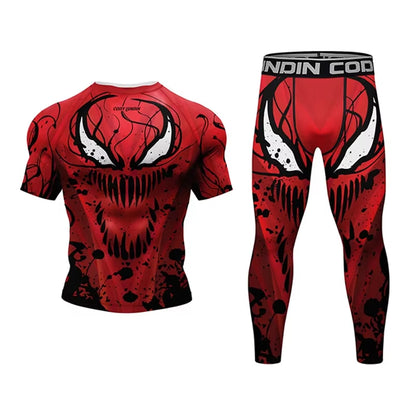 2023 New Men MMA Compression T-Shirt Shorts Spartan Set Rashguard Jiu Jitsu Shirts Clothes Fitness Bjj Boxing Boxe Sport Suits