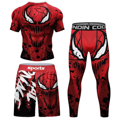 2023 New Men MMA Compression T-Shirt Shorts Spartan Set Rashguard Jiu Jitsu Shirts Clothes Fitness Bjj Boxing Boxe Sport Suits