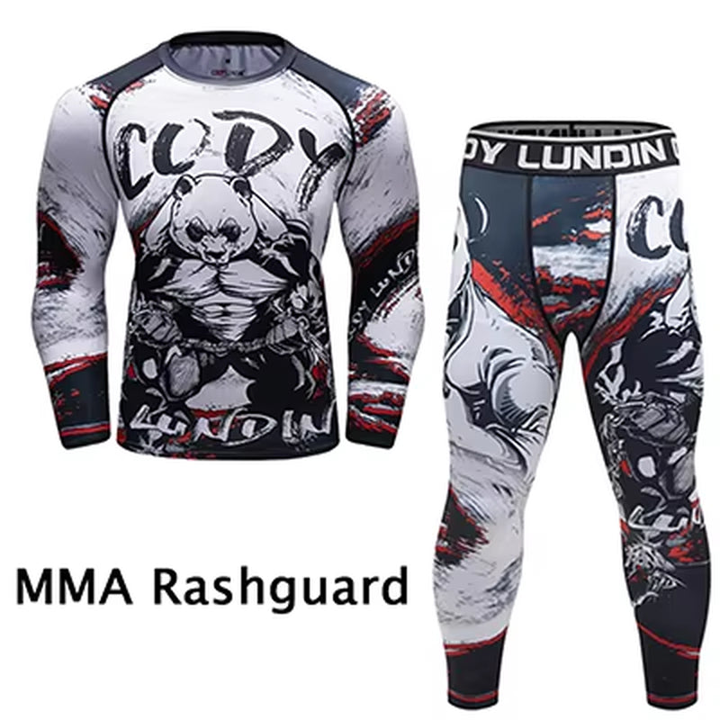 Rashguard Men'S Kimono Jiu Jitsu Mma T-Shirt+Pants Sets Muay Thai Shorts Bjj Rashguard for Men Gym Boxing Jerseys Clothing Boxeo