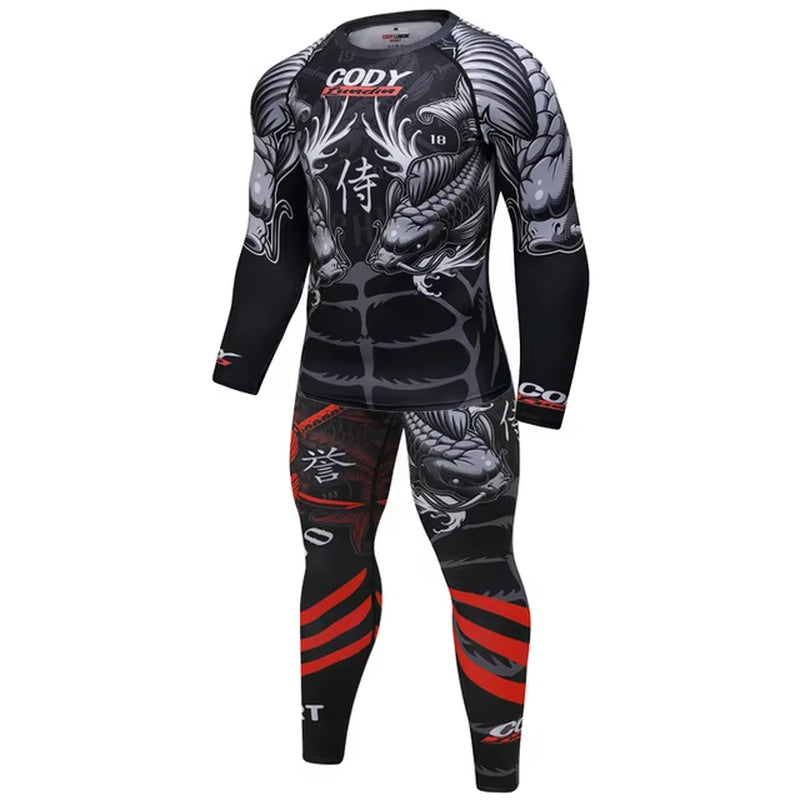 MMA T Shirt+Pants Rashguard Men MMA Muay Thai Shorts Kickboxing Boxeo Sport Suits Boxing Jerseys Jiu Jitsu T-Shirt Bjj Clothing