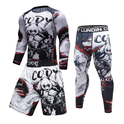 Rashguard Men'S Kimono Jiu Jitsu Mma T-Shirt+Pants Sets Muay Thai Shorts Bjj Rashguard for Men Gym Boxing Jerseys Clothing Boxeo