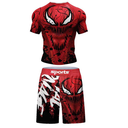 2023 New Men MMA Compression T-Shirt Shorts Spartan Set Rashguard Jiu Jitsu Shirts Clothes Fitness Bjj Boxing Boxe Sport Suits