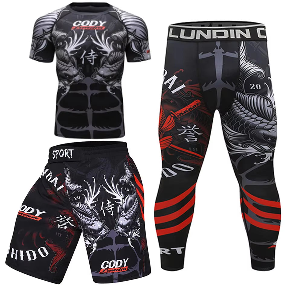 MMA T Shirt+Pants Rashguard Men MMA Muay Thai Shorts Kickboxing Boxeo Sport Suits Boxing Jerseys Jiu Jitsu T-Shirt Bjj Clothing