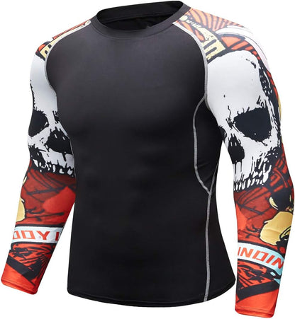 Long Sleeve Skull No-Gi Rashguard Red