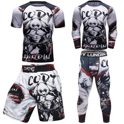 Rashguard Men'S Kimono Jiu Jitsu Mma T-Shirt+Pants Sets Muay Thai Shorts Bjj Rashguard for Men Gym Boxing Jerseys Clothing Boxeo