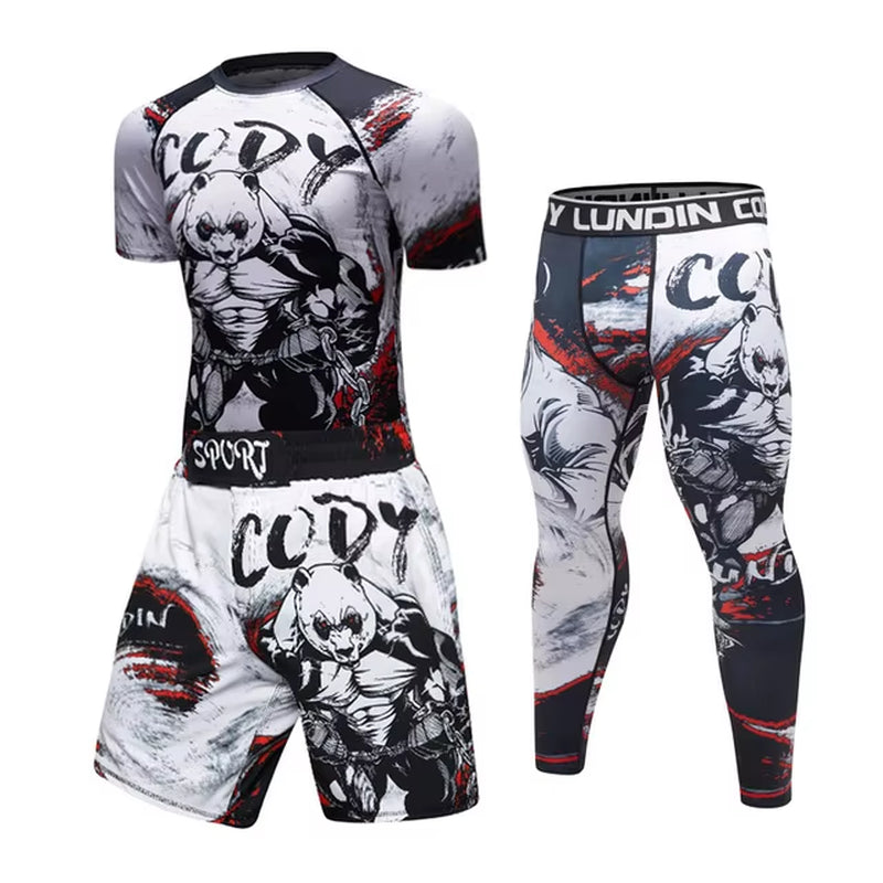 Rashguard Men'S Kimono Jiu Jitsu Mma T-Shirt+Pants Sets Muay Thai Shorts Bjj Rashguard for Men Gym Boxing Jerseys Clothing Boxeo