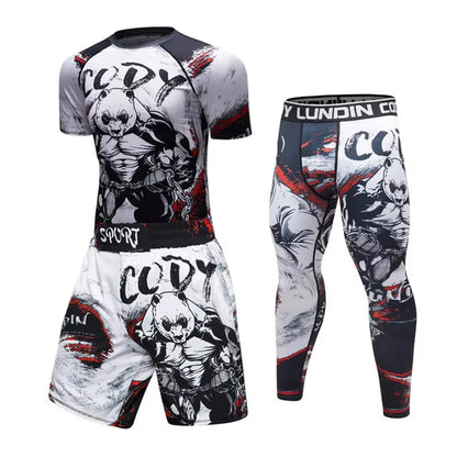 Rashguard Men'S Kimono Jiu Jitsu Mma T-Shirt+Pants Sets Muay Thai Shorts Bjj Rashguard for Men Gym Boxing Jerseys Clothing Boxeo