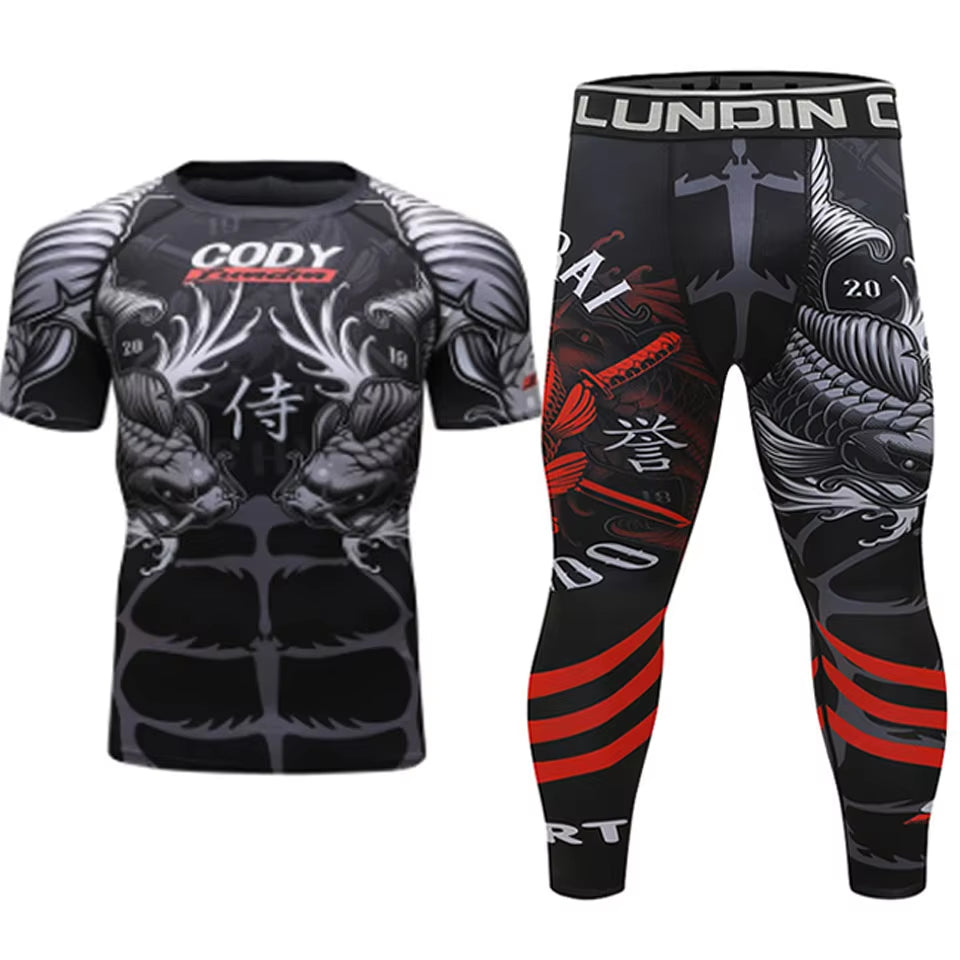 MMA T Shirt+Pants Rashguard Men MMA Muay Thai Shorts Kickboxing Boxeo Sport Suits Boxing Jerseys Jiu Jitsu T-Shirt Bjj Clothing