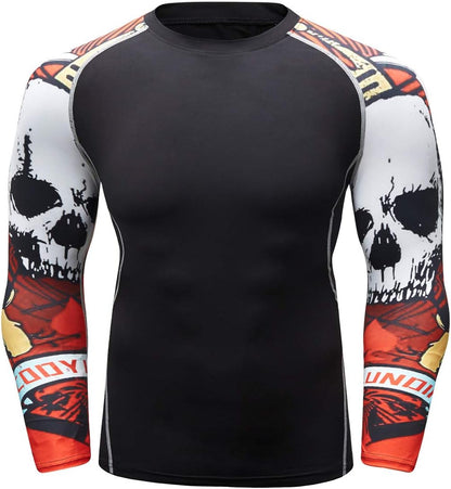 Long Sleeve Skull No-Gi Rashguard Red